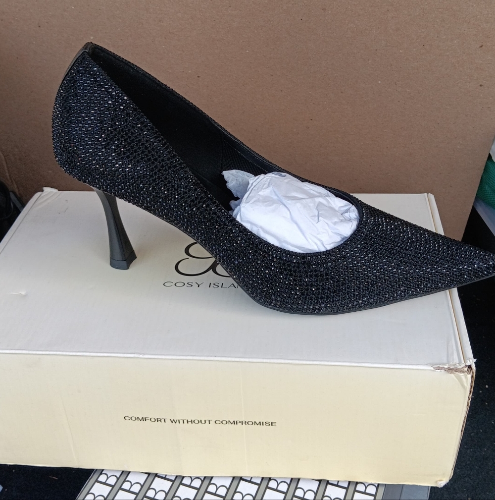 Elegant Black Rhinestone Heels